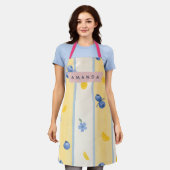 Tablier Personalized Pastel Blueberry & Lemon Pattern (Porté)
