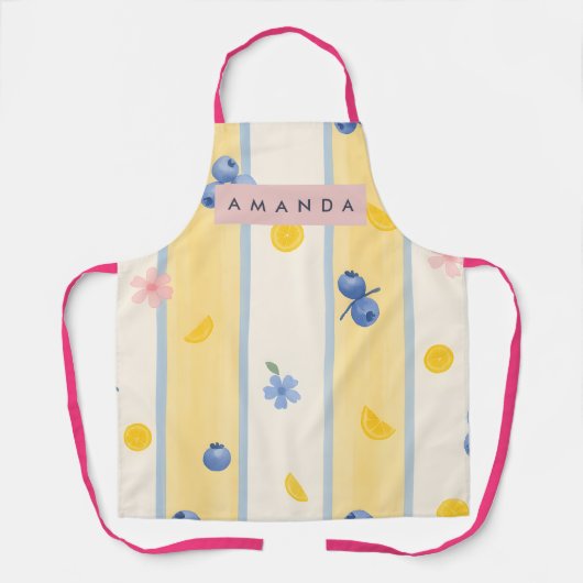 Tablier Personalized Pastel Blueberry & Lemon Pattern (Recto)