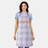 Tablier Personalized Pastel Lavender Gingham Plaid (Porté)