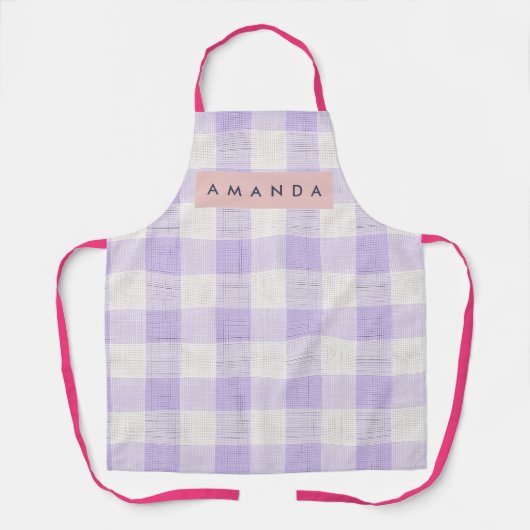 Tablier Personalized Pastel Lavender Gingham Plaid (Recto)