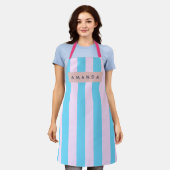 Tablier Personalized Pastel Pink and Blue Striped (Porté)
