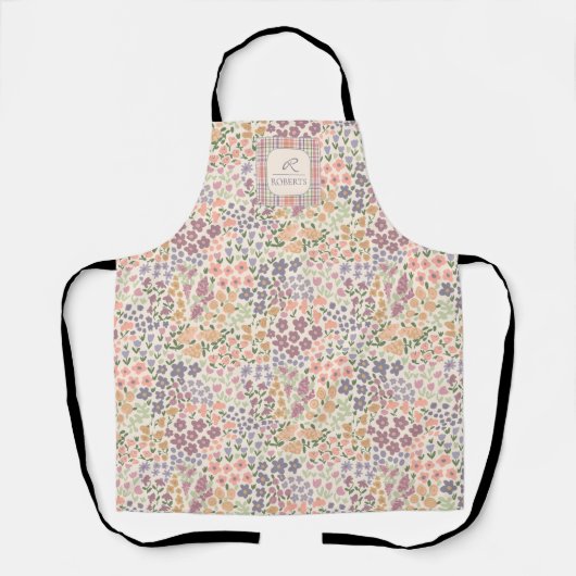 Tablier Personalized Patchwork Floral & Plaid Apron (Recto)