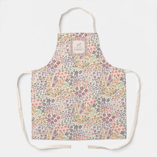 Tablier Personalized Patchwork Floral & Plaid Apron (Recto)