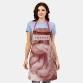 Tablier Personalized Personalized Pink Cable Knit  (Porté)