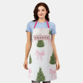 Tablier Personalized Pink Bow & Christmas Tree (Porté)