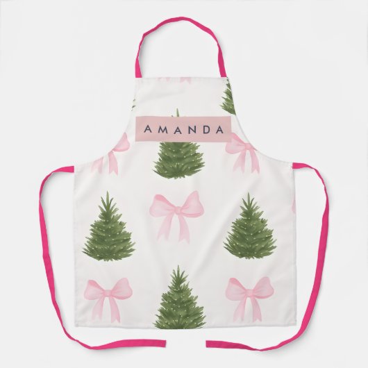 Tablier Personalized Pink Bow & Christmas Tree (Recto)
