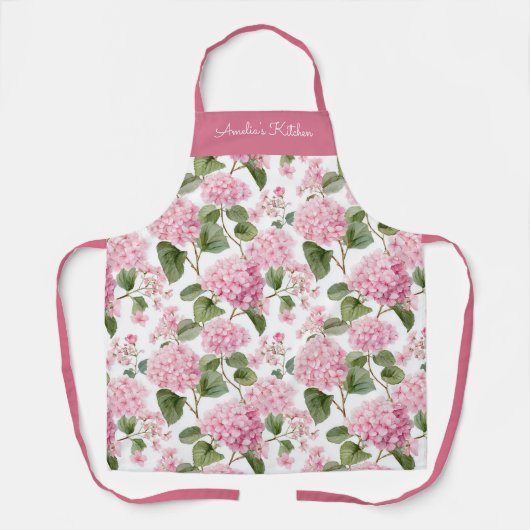 Tablier Personalized Pink Green Floral Pattern (Recto)