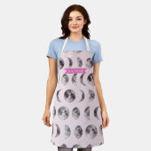 Tablier Personalized Pink Moon Phase Celestial Name Gift (Porté)