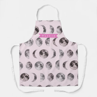 Tablier Personalized Pink Moon Phase Celestial Name Gift