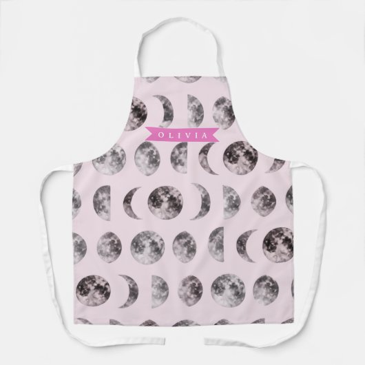 Tablier Personalized Pink Moon Phase Celestial Name Gift (Recto)
