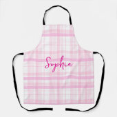 Tablier Personalized Pink Plaid Apron   with Name  (Recto)