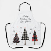 Tablier Personalized Plaid Christmas Trees Family Name (Recto)