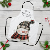 Tablier Personalized Plaid Snowman Christmas Family Name