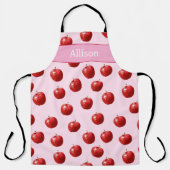 Tablier Personalized Red Apple Watercolor Pattern Custom (Recto)