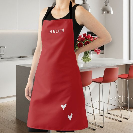 Tablier Personalized Red Kitchen Apron - Modern 
