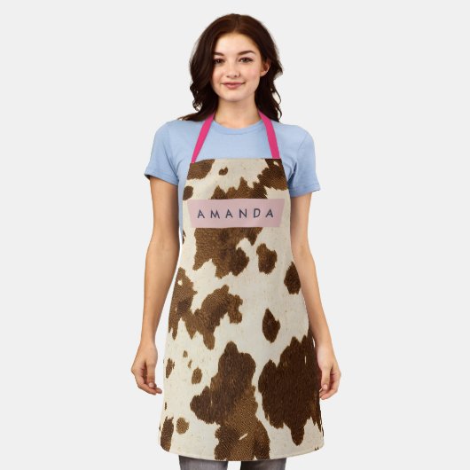 Tablier Personalized Rustic Brown Cowhide Print (Porté)
