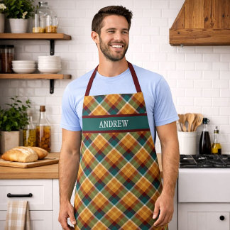 Tablier Personalized Rustic Plaid Tartan Grilling Cooking
