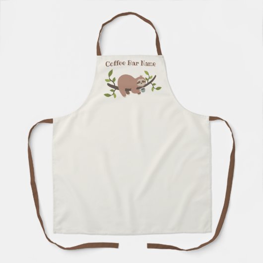 Tablier Personalized Sloth Coffee Bar Apron (Recto)