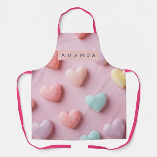 Tablier Personalized Soft Pastel Candy Heart (Recto)