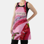 Tablier Personalized Sparkling Hot Pink Glitter Chili (Insitu)