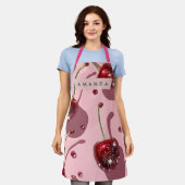 Tablier Personalized Sparkling Red Cherry Glam (Porté)
