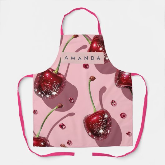 Tablier Personalized Sparkling Red Cherry Glam (Recto)
