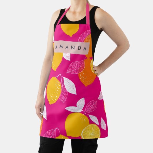 Tablier Personalized Vibrant Citrus Lemon Pattern (Insitu)