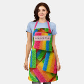 Tablier Personalized Vibrant Rainbow Candy Stripe  (Porté)