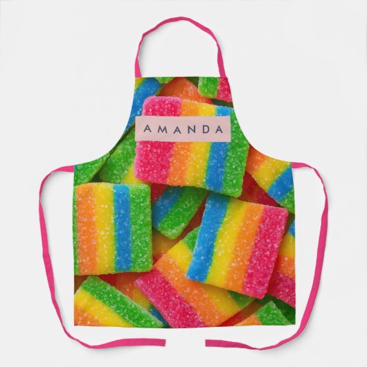 Tablier Personalized Vibrant Rainbow Candy Stripe  (Recto)