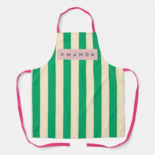 Tablier Personalized Vintage Green and Cream Stripe (Recto)