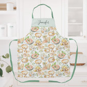 Tablier Personalized Watercolor Mediterranean Food Pattern