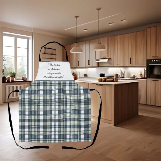 Tablier Personnalisable Bleu Denim Sage Vert Blanc