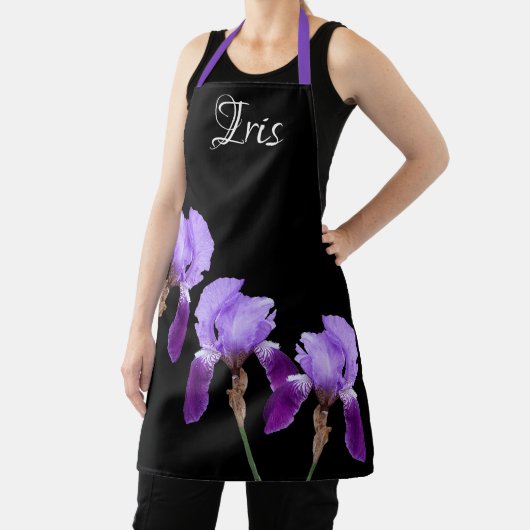 Tablier Personnalisable Iris nom joli iris violet fleuri (Insitu)