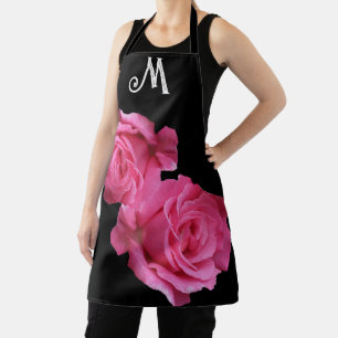 Tablier Personnalisable M monogramme joli rose rose floral