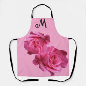Tablier Personnalisable M monogramme joli rose rose floral (Recto)