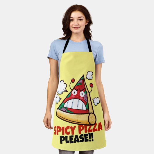 Tablier Personnalisable Pizza épicée S'il vous plaît! ! (Porté)