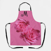 Tablier Personnalisable tendance M nom rose rose rose fleu (Recto)