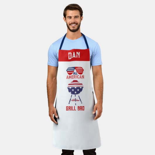 Tablier Personnalisable Tous American Grill Bro Patriotic  (Porté)