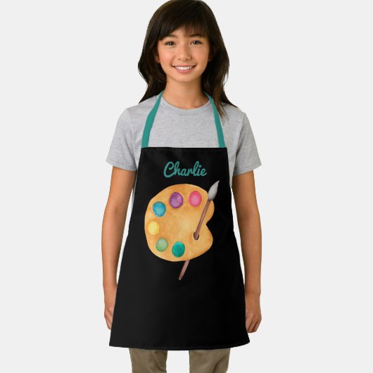 Tablier personnalisation NOM Palette d'art artiste peindre (Insitu)