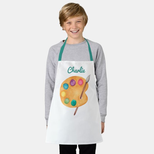 Tablier personnalisation NOM Palette d'art artiste peindre (Porté)