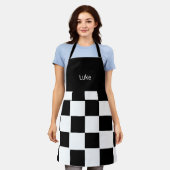 TABLIER PERSONNALISÉ À DAMIERS APRON (Porté)