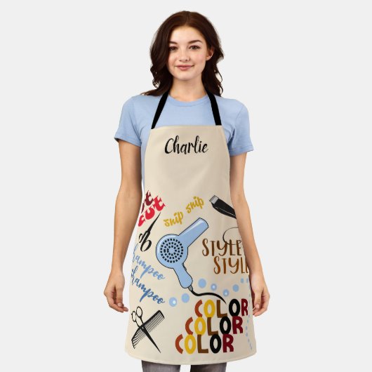 Tablier Personnalisé Au Salon De Coiffure (Porté)