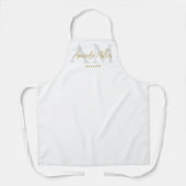 Tablier Personnalisé Avec Le Nom Blanc Or Moderne Monogram (Recto)