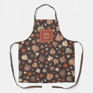 Tablier personnalisé avec monogramme et feuilles d