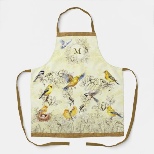 Tablier personnalisé avec monogramme pour oiseaux (Recto)