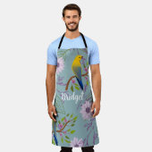 Tablier Personnalisé Botanique Joli Oiseaux Floral (Porté)