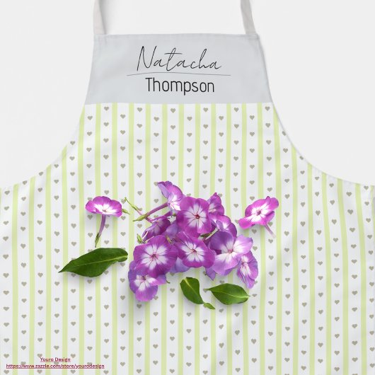 Tablier Personnalisé charmant coeur pastel motif Verdure