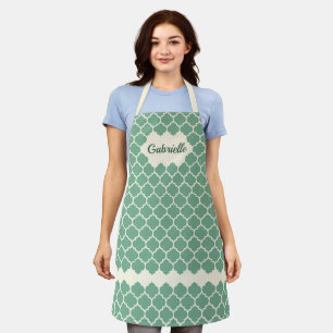 Tablier Personnalisé Chic Charleston Vert Trellis d'ivoir