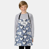Tablier personnalisé coeurs gris (Porté)