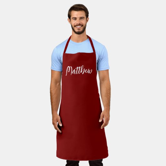 Tablier personnalisé couleur marron uni (Porté)